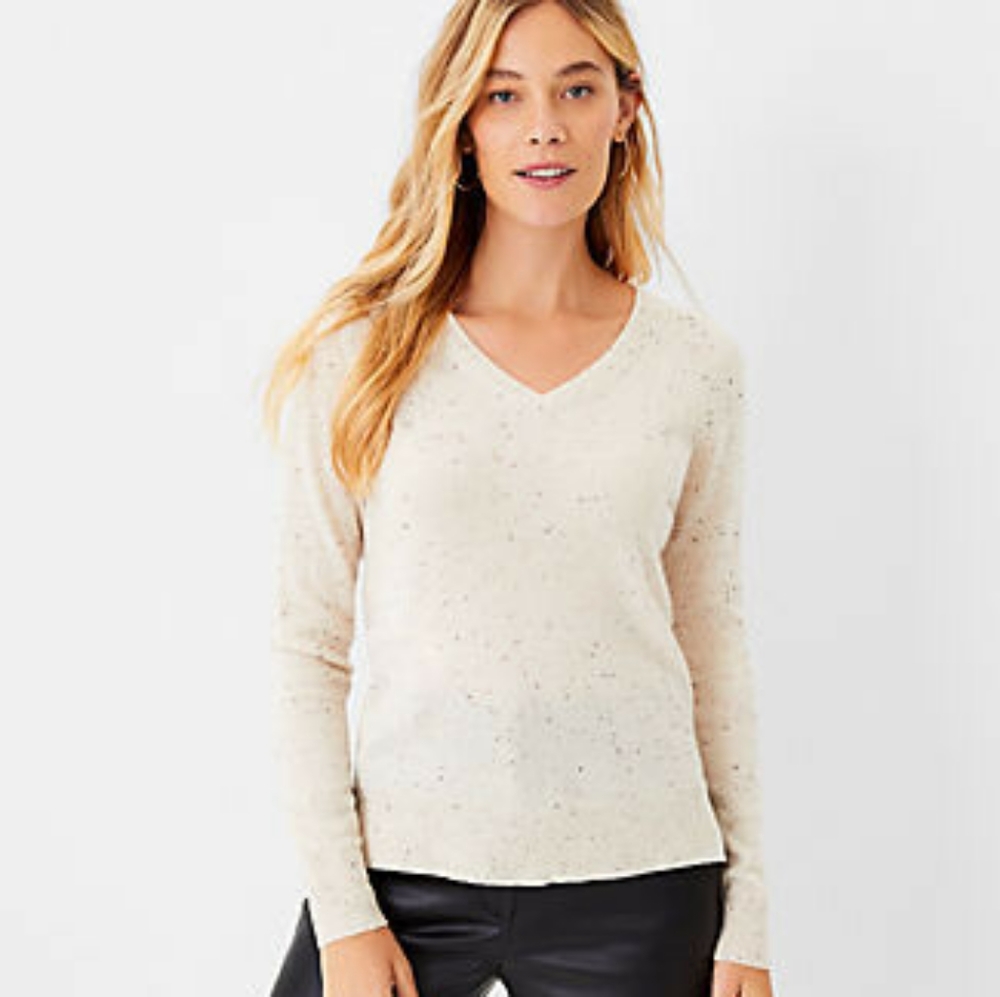 NWT Ann Taylor 100% Flecked Cashmere Sweater